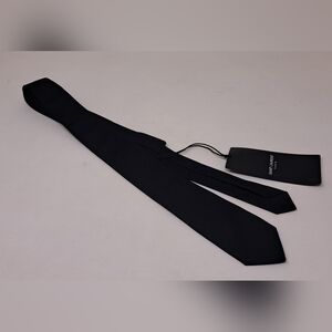NWT Saint Laurent Men's Black Tie Neck Tie Satin Silk Formal Italy Slim 52"